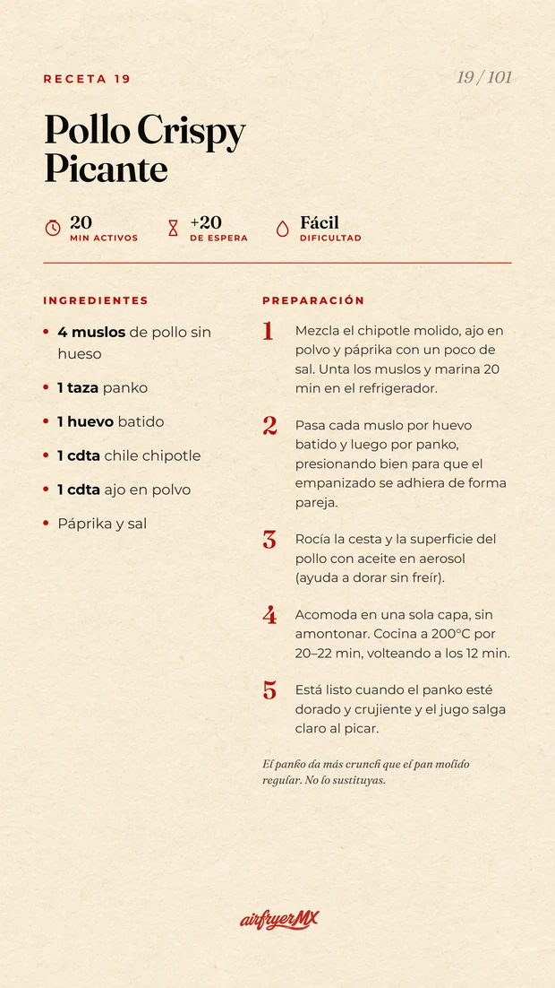 Pollo Crispy Picante — ingredientes y preparación
