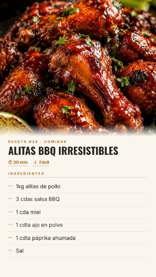 Receta con foto e ingredientes en el celular